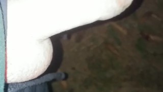 Foreskin filling with piss like balloon - night forest uncut piss