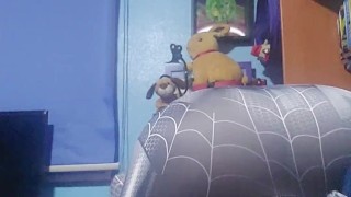 Spiderman cosplay anal dildo