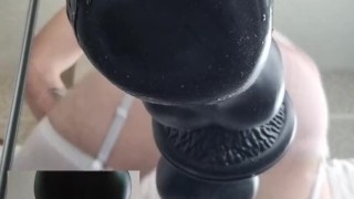 Dual view xxl dildo riding