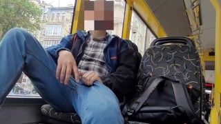 Super hot risky jerk in public bus