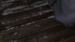 Twink boy jerks off and cums outside while everyone else is =p