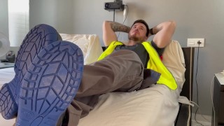 Aggressive plumber foot domination