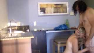 Milf fucked in Kitchen big tits cumshot