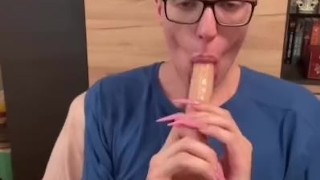 Riding a big dildo | Blue fantasy