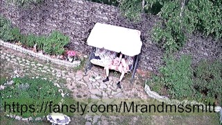 outdoor sex, her orgasm from a vibrator and a sea of sperm