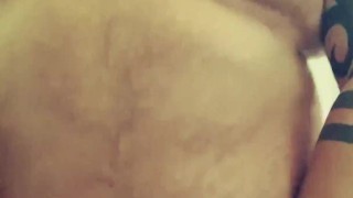 Chubby body builder showing off his cock