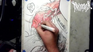 She Sucked The Soul Outta My Nuts for a Gigantic Load w/ Xray Vision - Drawing Timelapse by Drenched