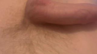 Uncut guy with big cock fingering and playing with foreskin before cumming in slo motion
