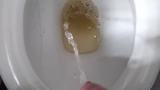 Uncut Teen Boy Pisses Into Toliet