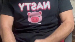 Stroking my cock and blowing my load I Love Pig Play