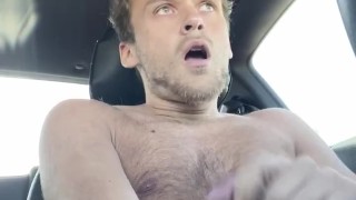 Hot College Guy Cumming in Car