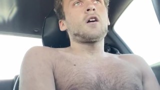 Hot College Guy Cumming in Car