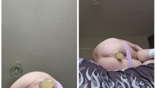 Birthing 18 inches of a double ended dildo 2 of 5