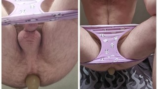 Birthing 18 inches of a double ended dildo 3 of 5