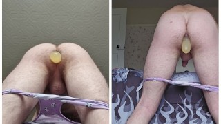 Birthing 18 inches of a double ended dildo 5 of 5