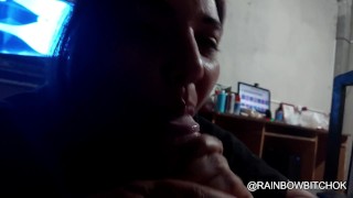 sweet girlfriend giving me a delicious blowjob