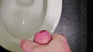Public restroom wank with cumshot