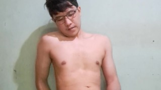 Asian boi beating his cock again