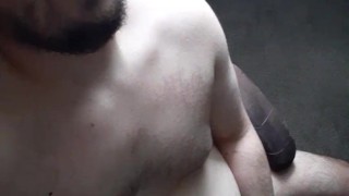 Chubby Guy Moans and Cums with totally average sized cock