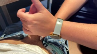 Milf give so sloppy that Handjob :P so much better than just Fastfood :) risky public action !