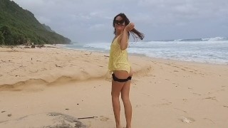 Romantic Public Flashing on Ocean Beach