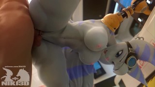 Rivet from Ratchet & Clank Fucks Big Cock with her Thighs and Pussy