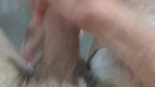 Cumshot in the bathroom after work