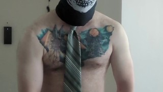 Suit Striptease and Cumshot for a Fan