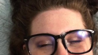 BBW BLOWJOB, Huge cumshot into my mouth and on my glasses