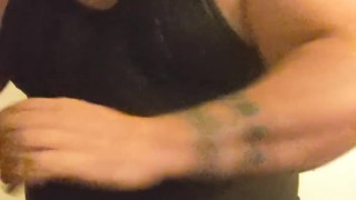 Doing a quick strecth before heading out to the bar