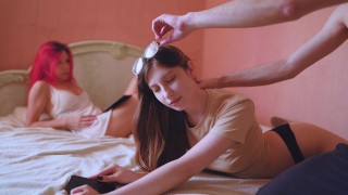 Two incredibly hot girls share a lucky guy cock in a homemade threesome - YourSofia
