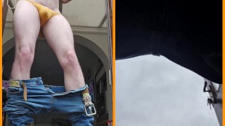 Dual view pissing and farting reverse view