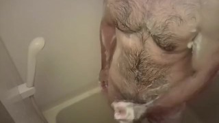 日々の日課のオナニー　7/30　Inside the shower room, my daily routine.