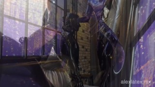 My new rubberdoll T2, choking on dick - Alex Latex