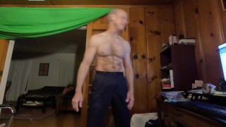 Fit Mature Male Exhibitionist Strips Off Suit and Cums While Answering Sex Questions