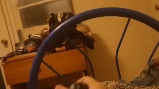 Jerking off with a blowjob toy