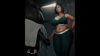Gym Slut Fucked HARD By BBC In The Steam Room