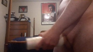 Fat Guy with Flat Ass fucks Fleshlight