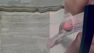 I tried to make myself cum using the hand sprayer, but gave up and jerked my small cock