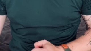 tattooed guy tries new toy and cums
