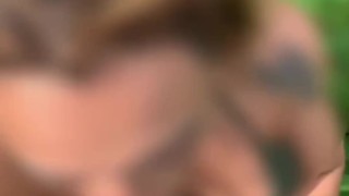 Showing off on a Brazilian beach and taking cum in my mouth