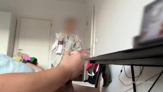 My mom caught my husband jerking and watching porn. She wanted to watch how he cum.