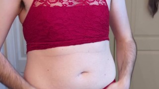 Sissy Caged Cuck Strips After Work