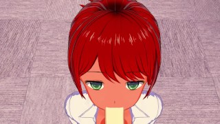Naughty Hentai Redhead Office Secretary Gives Quickie Handjob and Blowjob