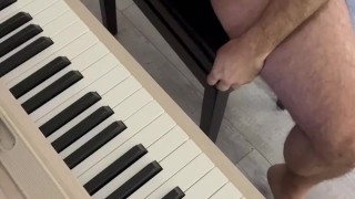 Naked Bach Prelude and Huge Cumshot