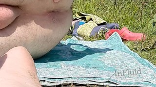 Perfect masturbation on public beach