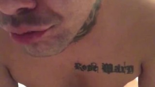 Big dick gets jerked in the bathroom until cum