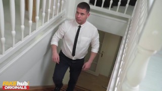 FAKEhub - Shop assistants compete over having sex with hot busty redhead thief