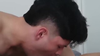 Twink gets face fucked by gymbro