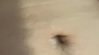 Chubby boy cums over fat tits